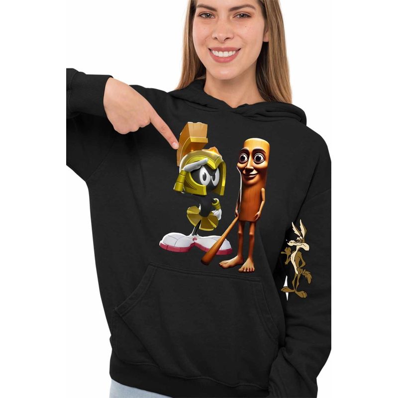 Fashion, accesorii si bijuterii - Femei - Imbracaminte femei - Hanorace femei - Hanorac Femei Marvin Martian Tung Sahur Italian Brain rot, negru, marime S - Infinity.ro