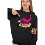 Fashion, accesorii si bijuterii - Femei - Imbracaminte femei - Hanorace femei - Hanorac Femei Familia Flintstone Dino Fred Dinozaur Catel, negru, marime S - Infinity.ro