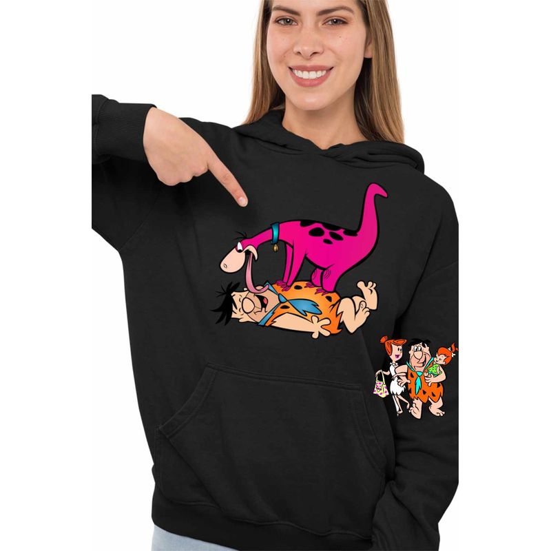 Fashion, accesorii si bijuterii - Femei - Imbracaminte femei - Hanorace femei - Hanorac Femei Familia Flintstone Dino Fred Dinozaur Catel, negru, marime S - Infinity.ro