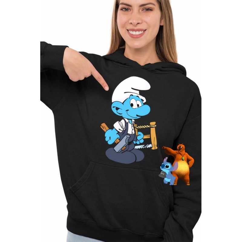 Fashion, accesorii si bijuterii - Femei - Imbracaminte femei - Hanorace femei - Hanorac Femei Strumful Tamplar Constructii Dulgher, negru, marime S - Infinity.ro