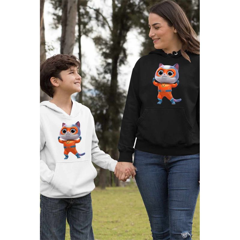 Fashion, accesorii si bijuterii - Femei - Imbracaminte femei - Hanorace femei - Hanorac Femei Super Pisicute Ghem Buddy SuperKitties, negru, marime S - Infinity.ro