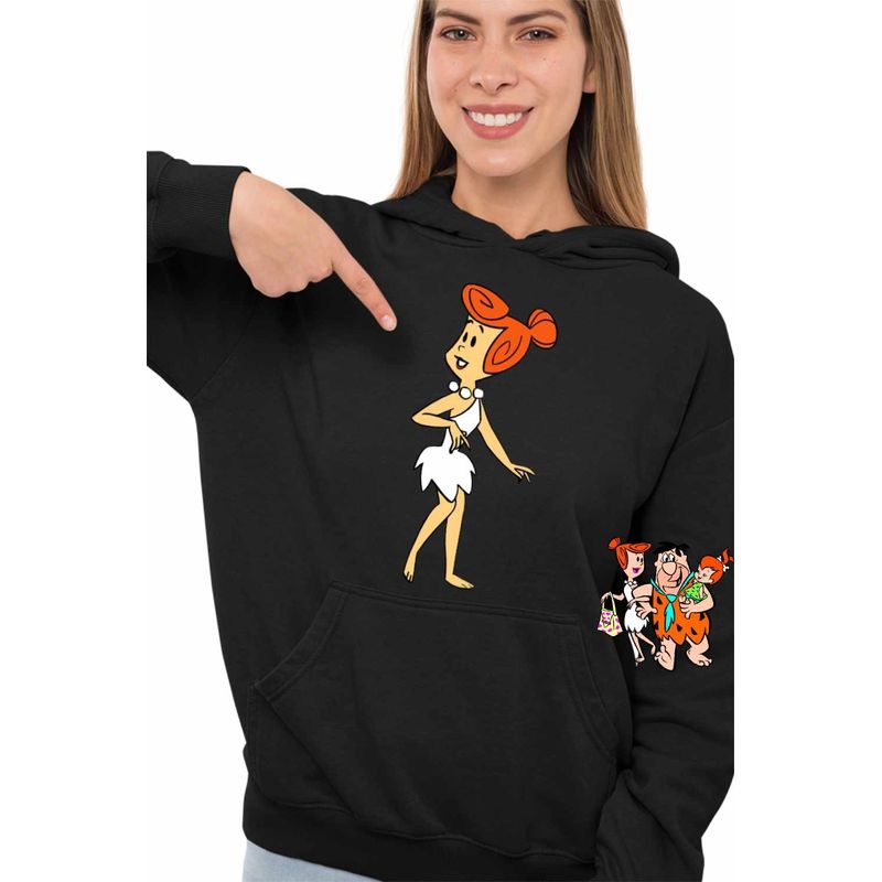 Fashion, accesorii si bijuterii - Femei - Imbracaminte femei - Hanorace femei - Hanorac Femei Familia Flintstone Wilma Aventuri in Epoca de Piatra, negru, marime S - Infinity.ro