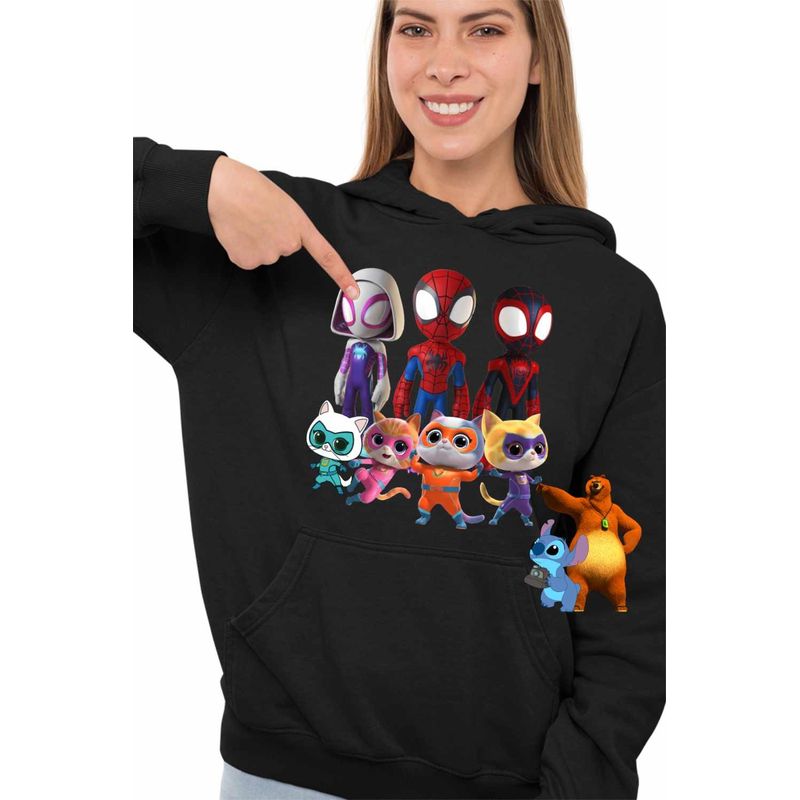 Fashion, accesorii si bijuterii - Femei - Imbracaminte femei - Hanorace femei - Hanorac Femei Paienjenel Spin Fantoma Super Pisicute, negru, marime S - Infinity.ro