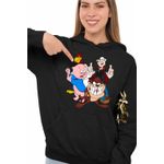 Fashion, accesorii si bijuterii - Femei - Imbracaminte femei - Hanorace femei - Hanorac Femei Foghorn Taz Popey Porky Looney Tunes, negru, marime S - Infinity.ro