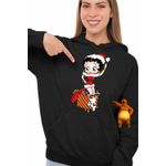 Fashion, accesorii si bijuterii - Femei - Imbracaminte femei - Hanorace femei - Hanorac Femei Betty Boop Craciunita Mos Craciun, negru, marime S - Infinity.ro