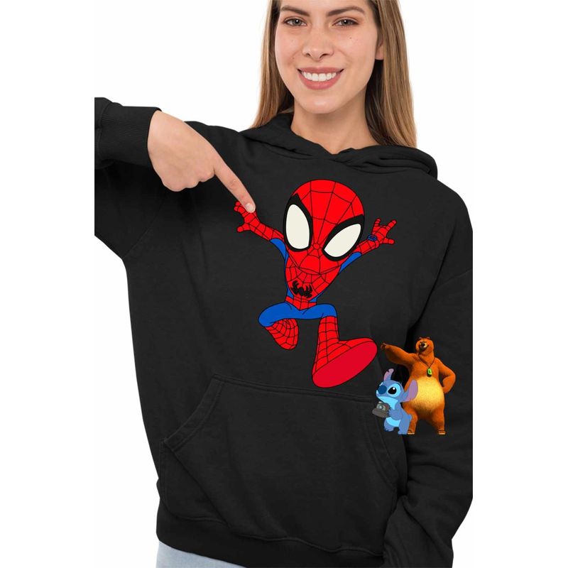 Fashion, accesorii si bijuterii - Femei - Imbracaminte femei - Hanorace femei - Hanorac Femei Paienjenel Spidey Peter Parker, negru, marime S - Infinity.ro