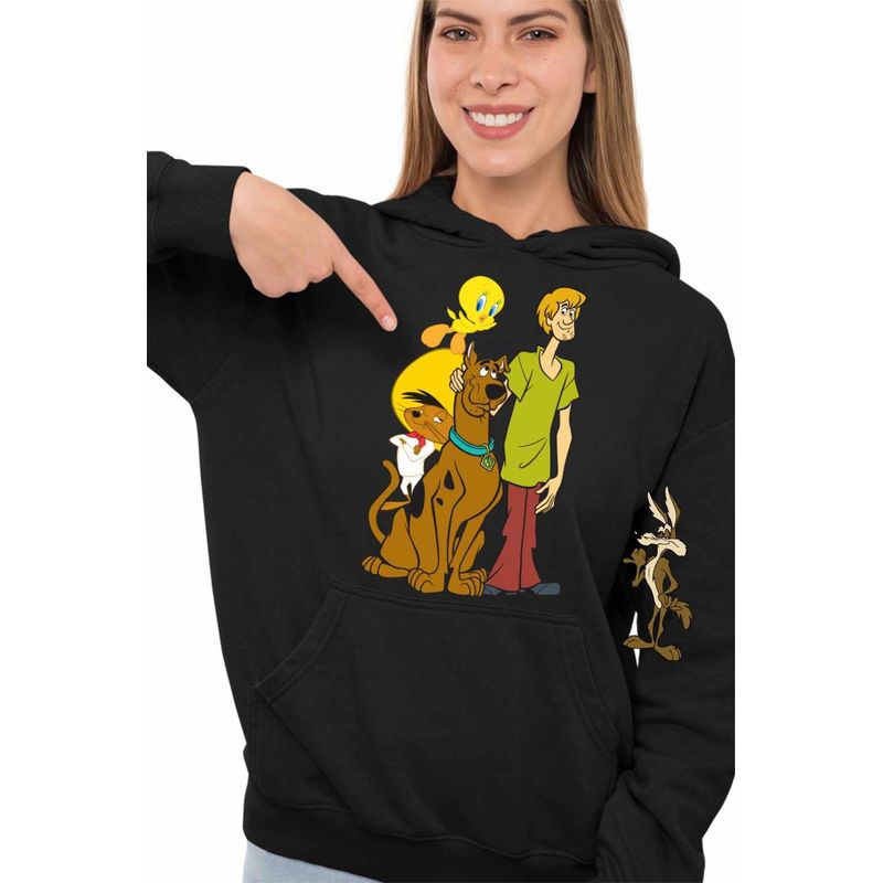 Fashion, accesorii si bijuterii - Femei - Imbracaminte femei - Hanorace femei - Hanorac Femei Speedy Gonzales Scooby Doo Tweety, negru, marime S - Infinity.ro