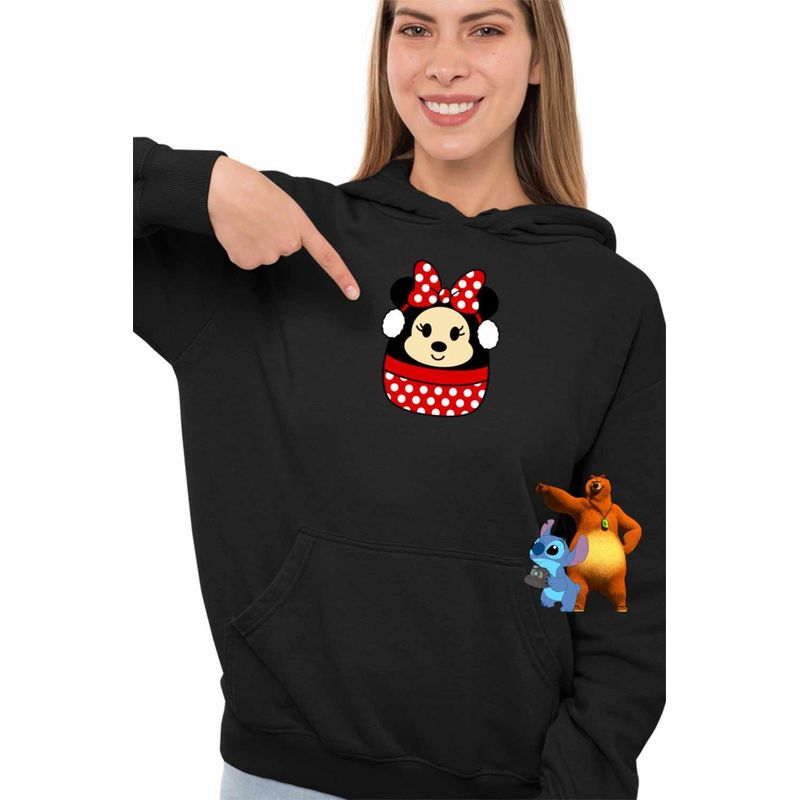 Fashion, accesorii si bijuterii - Femei - Imbracaminte femei - Hanorace femei - Hanorac Femei Squishmallows Minnie Mickey Mouse, negru, marime S - Infinity.ro