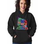 Fashion, accesorii si bijuterii - Femei - Imbracaminte femei - Hanorace femei - Hanorac Femei Eroi in Pijamale PJ Masks Team, negru, marime S - Infinity.ro