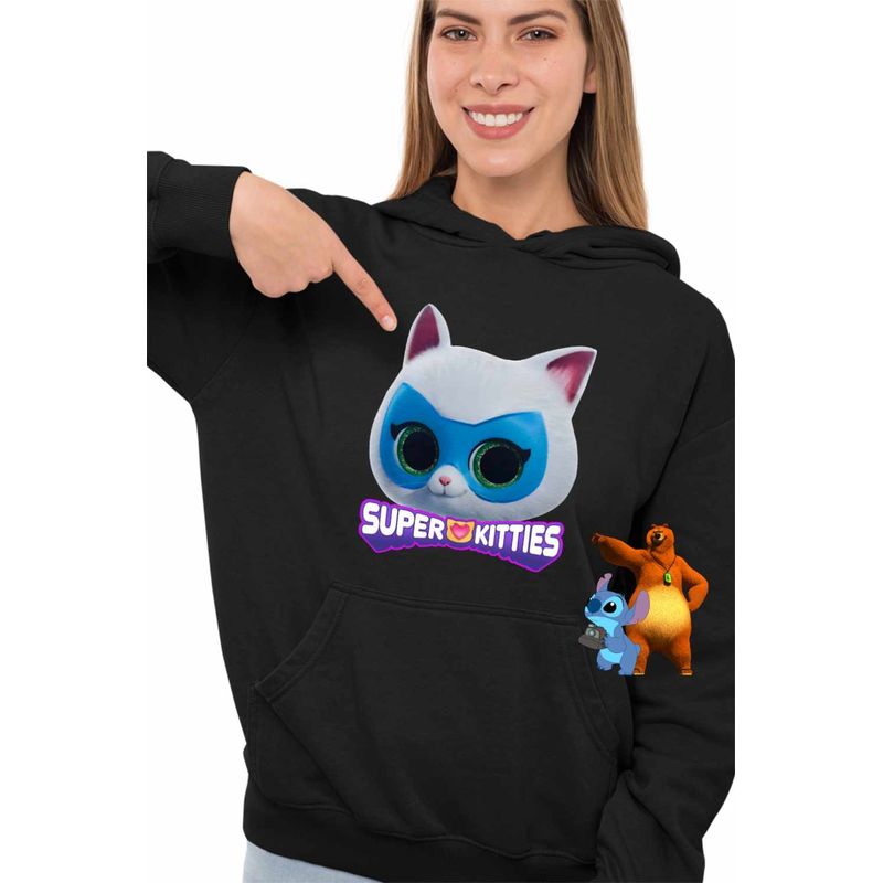 Fashion, accesorii si bijuterii - Femei - Imbracaminte femei - Hanorace femei - Hanorac Femei Bitsy Super Pisicute Disney, negru, marime S - Infinity.ro