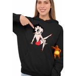 Fashion, accesorii si bijuterii - Femei - Imbracaminte femei - Hanorace femei - Hanorac Femei Betty Boop Desene Animate Cartoon, negru, marime S - Infinity.ro