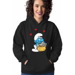 Fashion, accesorii si bijuterii - Femei - Imbracaminte femei - Hanorace femei - Hanorac Femei Strumfii Indragostit Dragobete Valentine Day, negru, marime S - Infinity.ro