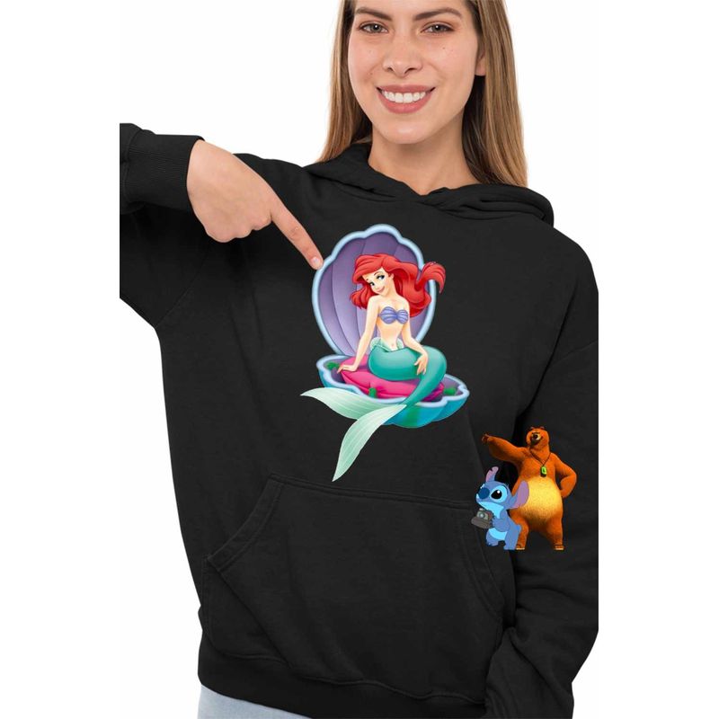 Fashion, accesorii si bijuterii - Femei - Imbracaminte femei - Hanorace femei - Hanorac Femei Ariel Scoica Mica Sirena Disney, negru, marime S - Infinity.ro