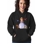 Fashion, accesorii si bijuterii - Femei - Imbracaminte femei - Hanorace femei - Hanorac Femei Sofia Intai Veverita Iepuras Pasari, Sofia First, negru, marime S - Infinity.ro