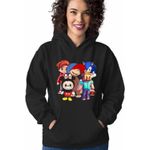 Fashion, accesorii si bijuterii - Femei - Imbracaminte femei - Hanorace femei - Hanorac Femei Maimuta George Roblox Labubu Sonic, negru, marime S - Infinity.ro