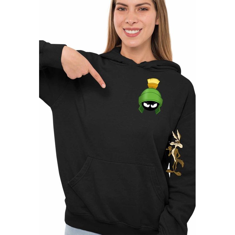 Fashion, accesorii si bijuterii - Femei - Imbracaminte femei - Hanorace femei - Hanorac Femei Marvin martian Looney Tunes, negru, marime S - Infinity.ro