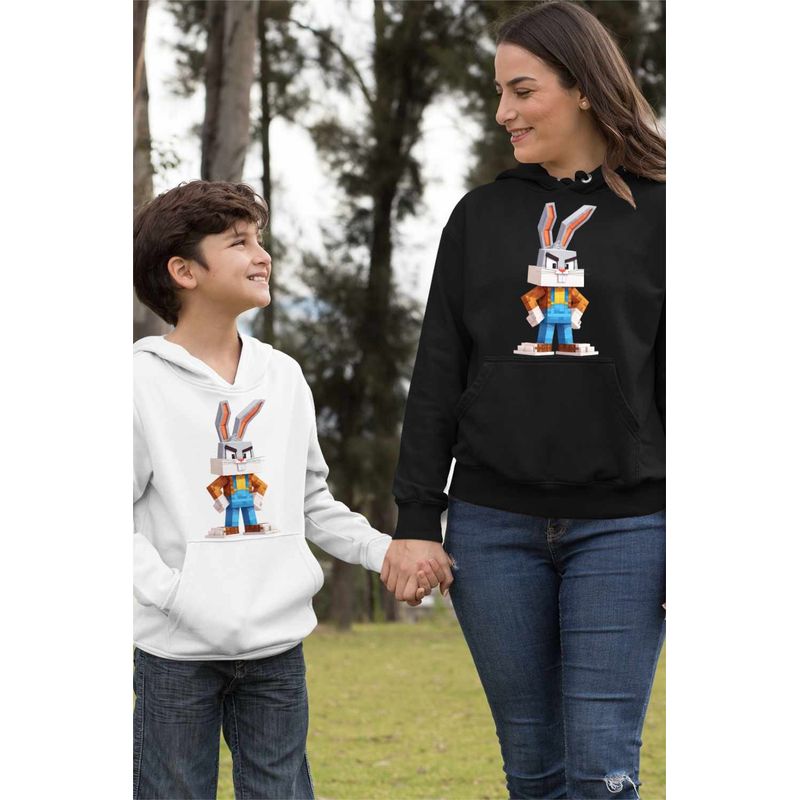 Fashion, accesorii si bijuterii - Femei - Imbracaminte femei - Hanorace femei - Hanorac Femei Bugs Bunny Minecraft, negru, marime S - Infinity.ro