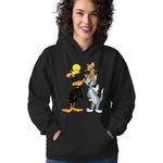 Fashion, accesorii si bijuterii - Femei - Imbracaminte femei - Hanorace femei - Hanorac Femei Daffy Duck Tom Jerry Tweety, negru, marime S - Infinity.ro