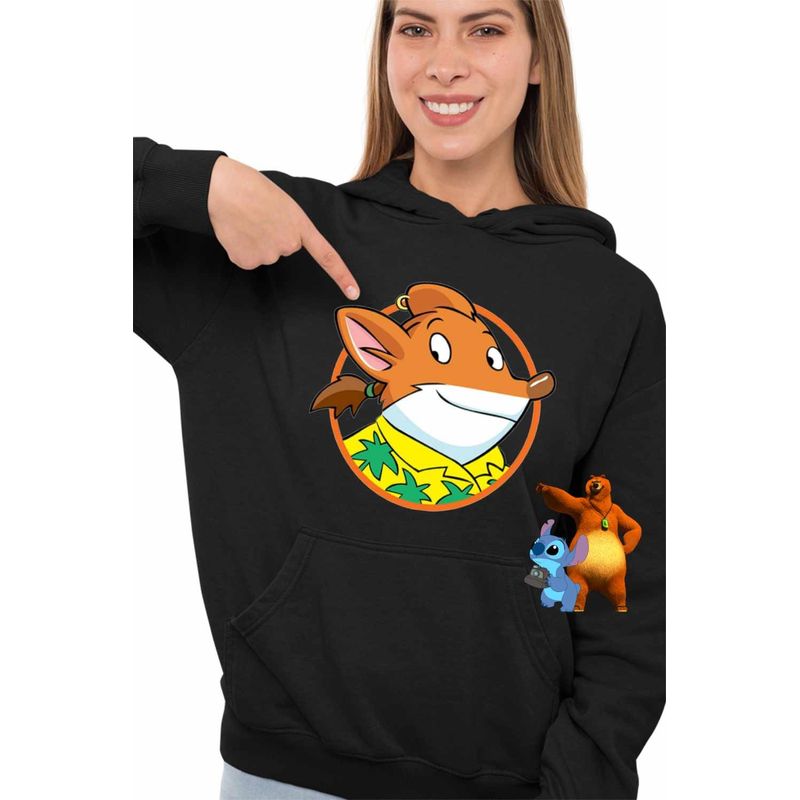 Fashion, accesorii si bijuterii - Femei - Imbracaminte femei - Hanorace femei - Hanorac Femei Trap Geronimo Stilton Gazetar, negru, marime S - Infinity.ro