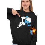 Fashion, accesorii si bijuterii - Femei - Imbracaminte femei - Hanorace femei - Hanorac Femei Strumfii Neindemanaticul Impiedicatul, negru, marime S - Infinity.ro