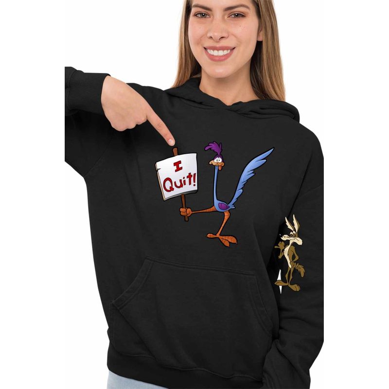 Fashion, accesorii si bijuterii - Femei - Imbracaminte femei - Hanorace femei - Hanorac Femei Coiotul Strutul I Quit Renunt, negru, marime S - Infinity.ro