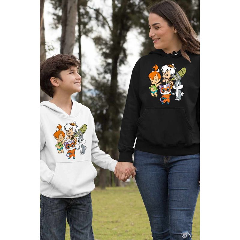 Fashion, accesorii si bijuterii - Femei - Imbracaminte femei - Hanorace femei - Hanorac Femei Familia Flintstone Pebbles Bamm Bamm Super Pisicute Bugs Bunny Bebelusi, negru, marime S - Infinity.ro