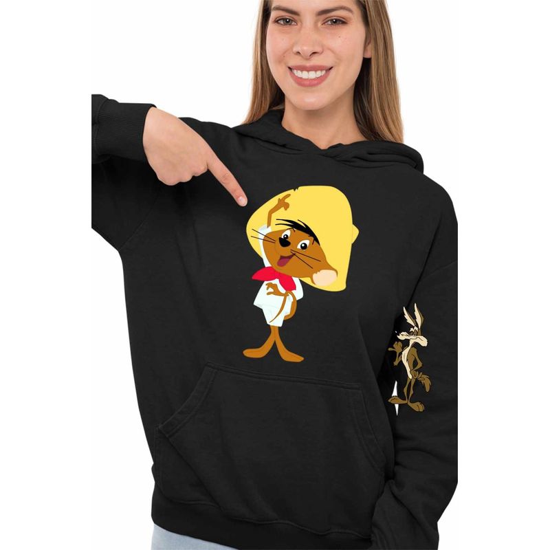 Fashion, accesorii si bijuterii - Femei - Imbracaminte femei - Hanorace femei - Hanorac Femei Speedy Gonzales Looney Tunes, negru, marime S - Infinity.ro