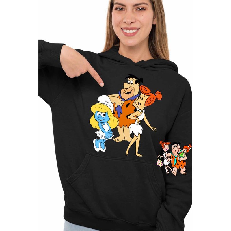 Fashion, accesorii si bijuterii - Femei - Imbracaminte femei - Hanorace femei - Hanorac Femei Familia Flintstone Strumfita Strumfii Distractie, negru, marime S - Infinity.ro