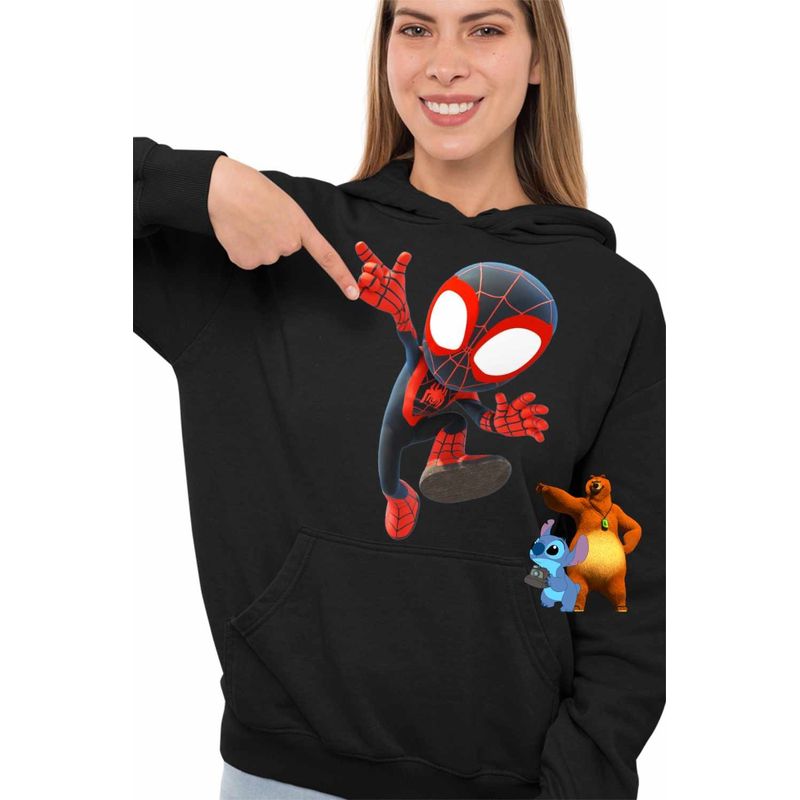 Fashion, accesorii si bijuterii - Femei - Imbracaminte femei - Hanorace femei - Hanorac Femei Spin Miles Morales Marvel, negru, marime S - Infinity.ro