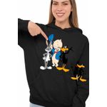 Fashion, accesorii si bijuterii - Femei - Imbracaminte femei - Hanorace femei - Hanorac Femei Daffy Duck Bugs Bunny Porky Pig, negru, marime S - Infinity.ro