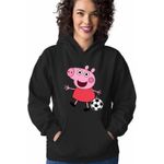 Fashion, accesorii si bijuterii - Femei - Imbracaminte femei - Hanorace femei - Hanorac Femei Purcelusa Peppa Fotbal, negru, marime S - Infinity.ro
