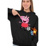 Fashion, accesorii si bijuterii - Femei - Imbracaminte femei - Hanorace femei - Hanorac Femei Purcelusa Peppa Fotbal, negru, marime S - Infinity.ro