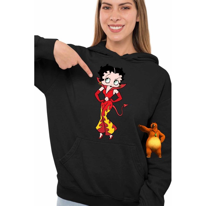 Fashion, accesorii si bijuterii - Femei - Imbracaminte femei - Hanorace femei - Hanorac Femei Betty Boop Diavolita Satan Diavol Iad, negru, marime S - Infinity.ro