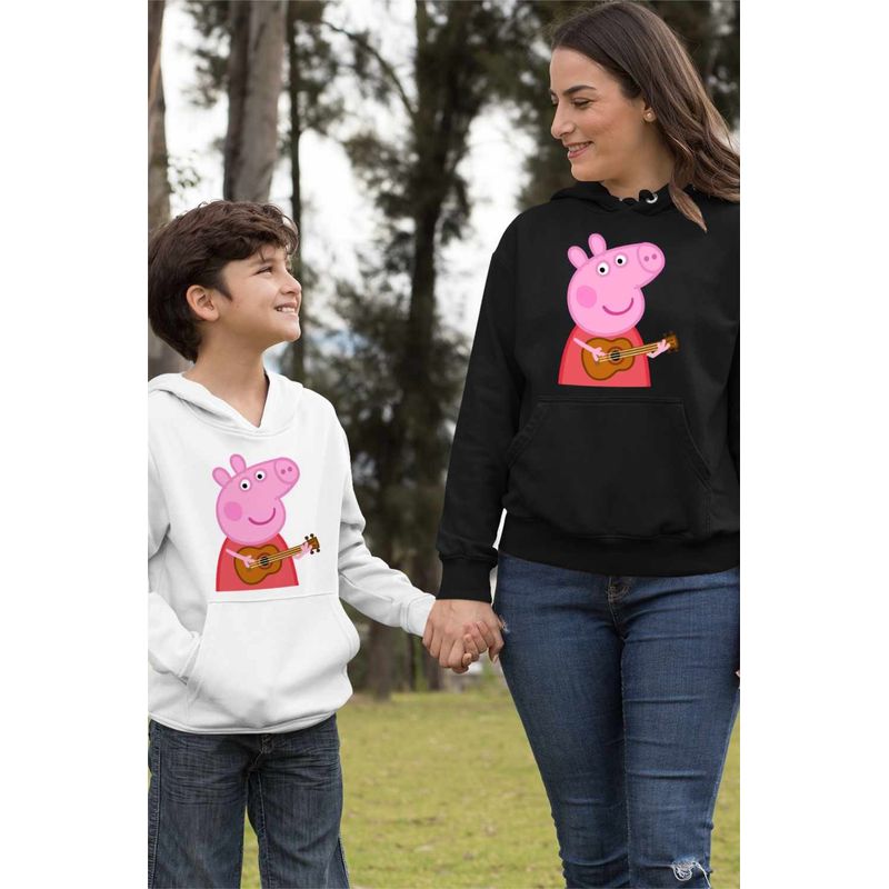 Fashion, accesorii si bijuterii - Femei - Imbracaminte femei - Hanorace femei - Hanorac Femei Peppa Canta la Chitara, negru, marime S - Infinity.ro