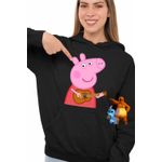 Fashion, accesorii si bijuterii - Femei - Imbracaminte femei - Hanorace femei - Hanorac Femei Peppa Canta la Chitara, negru, marime S - Infinity.ro