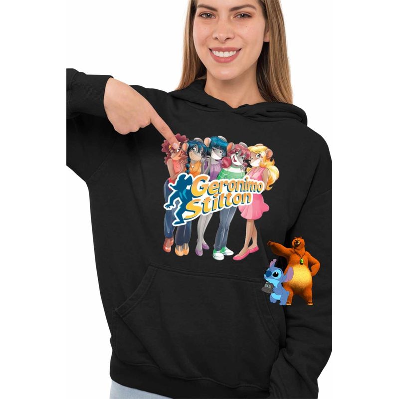 Fashion, accesorii si bijuterii - Femei - Imbracaminte femei - Hanorace femei - Hanorac Femei Geronimo Stilton Thea Surori, negru, marime S - Infinity.ro