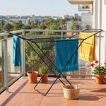Electronice si Electrocasnice - Masini si uscatoare de rufe - Uscatoare de rufe - Uscator de rufe pliabil din metal, pentru balcon, suprafata utilizabila 18 m, negru, 180x55x108 cm - Infinity.ro