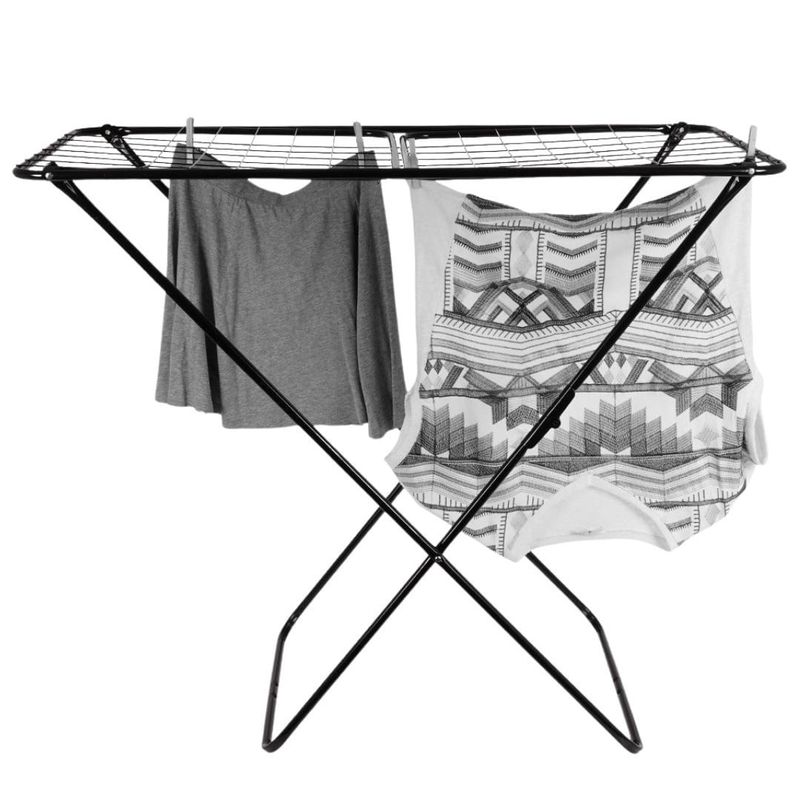 Electronice si Electrocasnice - Masini si uscatoare de rufe - Uscatoare de rufe - Uscator de rufe pliabil din metal, pentru balcon, suprafata utilizabila 18 m, negru, 180x55x108 cm - Infinity.ro