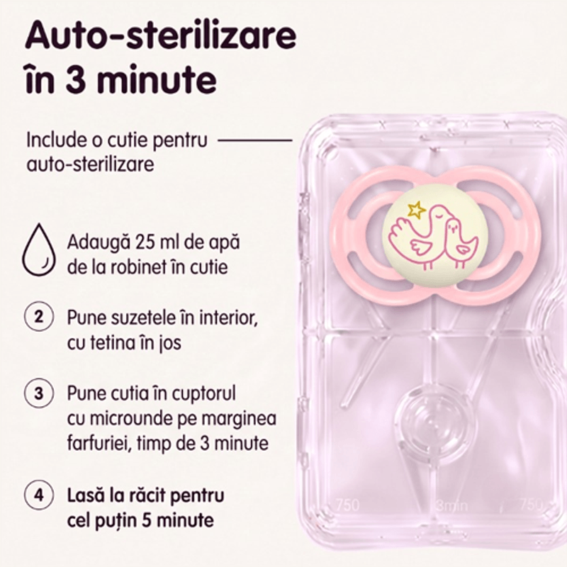 Jucarii, Copii si Bebe - Hrana si alaptare - Biberoane, suzete si accesorii hranire - Suzete si accesorii - Suzeta ortodontica MAM Perfect Night 16+, silicon, cutie de sterilizare - Infinity.ro