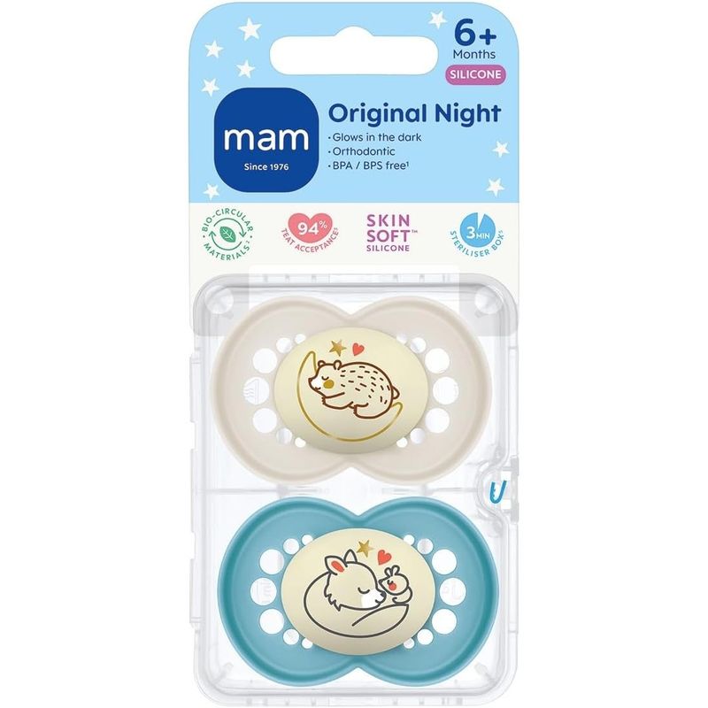 Jucarii, Copii si Bebe - Hrana si alaptare - Biberoane, suzete si accesorii hranire - Suzete si accesorii - Set 2 Suzete, MAM, Silicon, Pentru 6-16 Luni, Multicolor - Infinity.ro