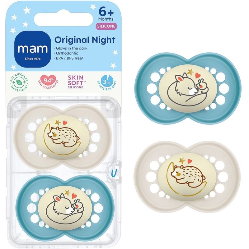 Jucarii, Copii si Bebe - Hrana si alaptare - Biberoane, suzete si accesorii hranire - Suzete si accesorii - Set 2 Suzete, MAM, Silicon, Pentru 6-16 Luni, Multicolor - Infinity.ro
