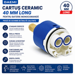 Casa si Gradina - Sanitare - Lavoar baie si accesorii - Accesorii baterii sanitare - Cartus ceramic Daemi 40 mm Long pentru baterie monocomanda, piesa de schimb, compatibil baie, bucatarie si bideu - Infinity.ro