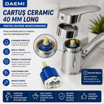 Casa si Gradina - Sanitare - Lavoar baie si accesorii - Accesorii baterii sanitare - Cartus ceramic Daemi 40 mm Long pentru baterie monocomanda, piesa de schimb, compatibil baie, bucatarie si bideu - Infinity.ro