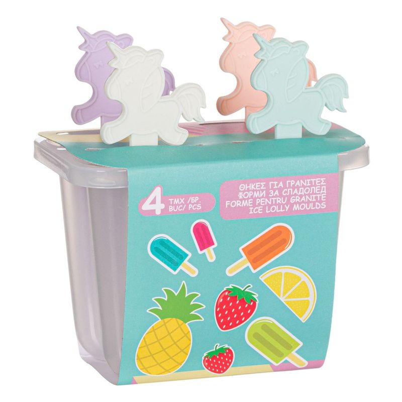 Casa si Gradina - Bucatarie si vesela - Accesorii bar - Forme cuburi de gheata - Forme pentru inghetata si granita, Set 4 buc, Pastel, Unicorn - Infinity.ro