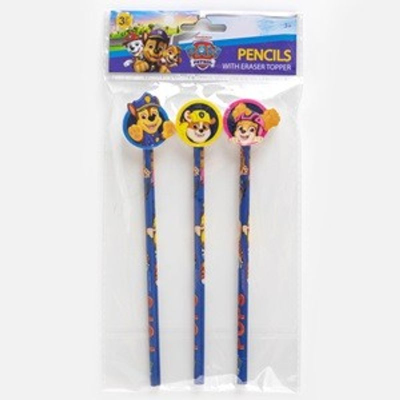 Carti si Birotica - Birotica - Instrumente de scris - Creioane - Set 3 Creioane cu Radiere, Albastre, cu Imprimeu Paw Patrol - Infinity.ro