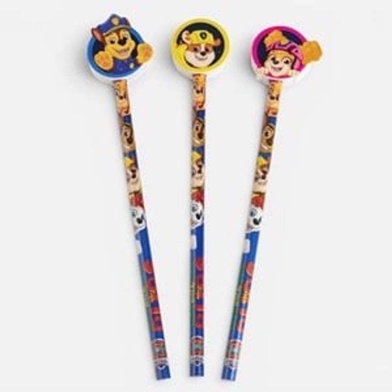 Carti si Birotica - Birotica - Instrumente de scris - Creioane - Set 3 Creioane cu Radiere, Albastre, cu Imprimeu Paw Patrol - Infinity.ro