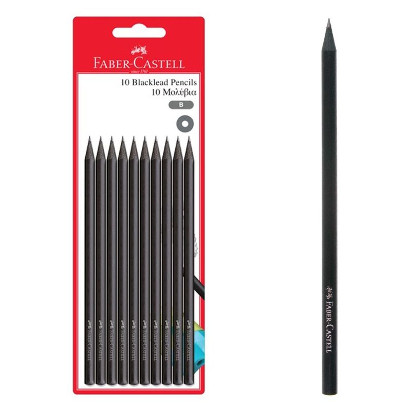 Carti si Birotica - Birotica - Instrumente de scris - Creioane - Set de 10 creioane negre cu lemn negru, grad B - Infinity.ro