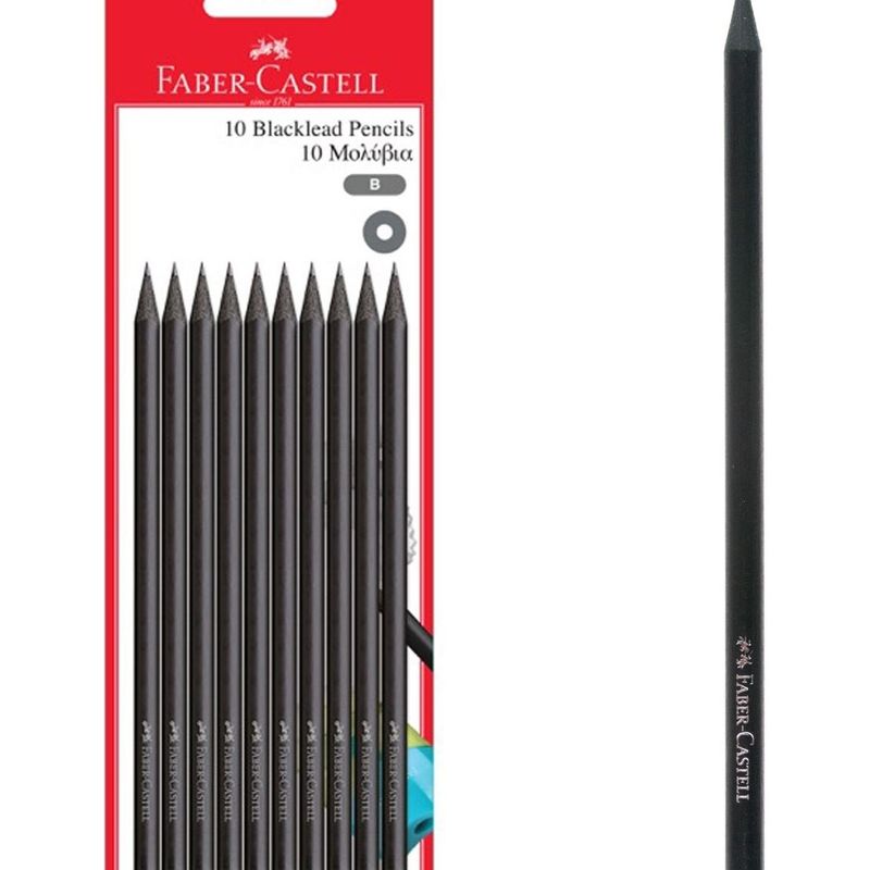 Carti si Birotica - Birotica - Instrumente de scris - Creioane - Set de 10 creioane negre cu lemn negru, grad B - Infinity.ro