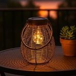 Casa si Gradina - Corpuri si surse de iluminat - Iluminat exterior - Felinare - Felinar Solar de Bambus Maro cu Bec LED - Design Suspendabil - Infinity.ro