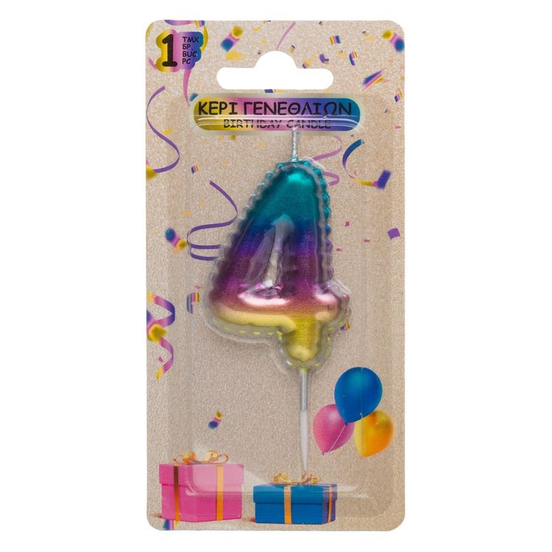 Casa si Gradina - Decoratiuni - Aromaterapie si lumanari - Lumanari si candele - Lumanare tort cifra 4, metalizata, efect ombre - Infinity.ro